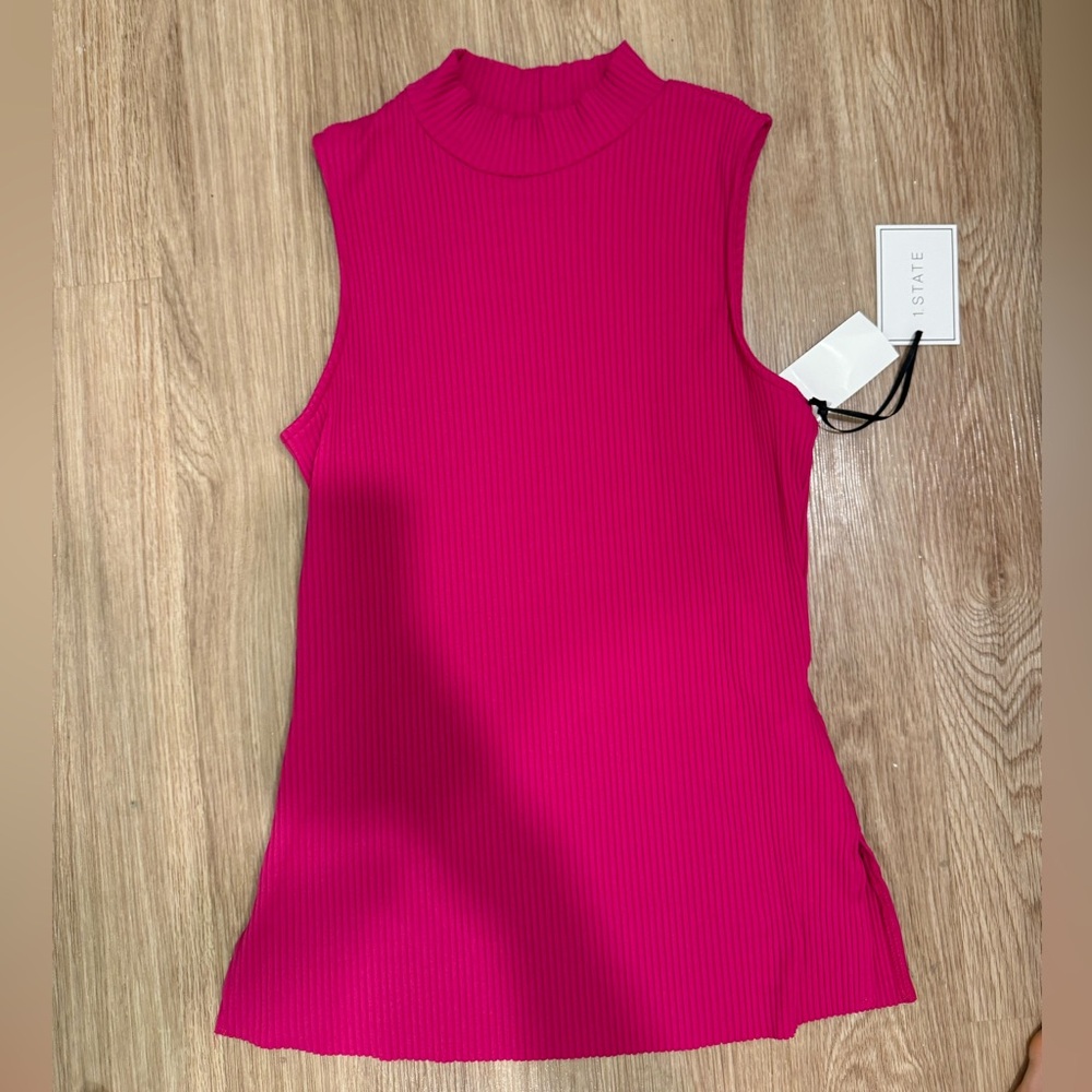 1. State Pink ribbed Sleeveless top size Small